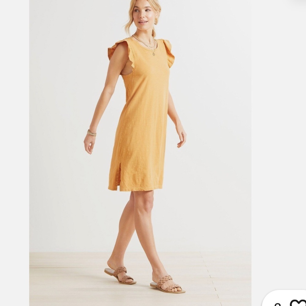 Z Supply Women’s Yellow Flutter Sleeve Mini Dress Sz XL